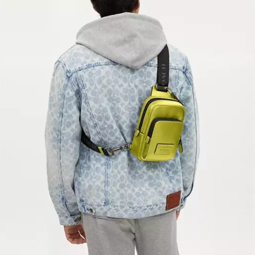🥰 Coach track pack 14 Metallic Citrine - Picture 2 of 6